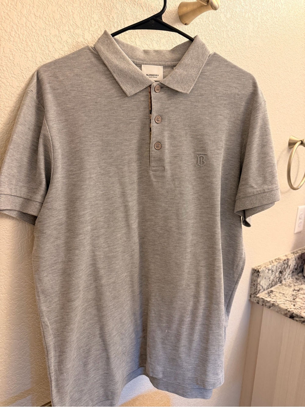 Burberry Gray Boys' Short Sleeve Polo with Tonal Logo
